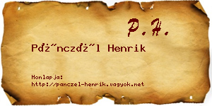 Pánczél Henrik névjegykártya